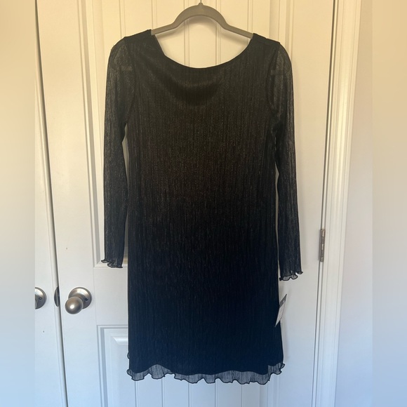 NWT - Marina - Pleated Metallic Knit Shift Dress - Size 6 - Picture 3 of 6